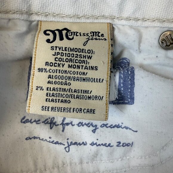 Miss Me Irene Shorts Womens Sz 29 White Embroidered Low Rise Flap Pocket Denim - Picture 13 of 15